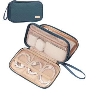 imageNISHEL Travel Cord Organizer Case Double Layers Tech Electronic Bag Essentials for Charger Cable Phone Flash driveLakeBlueLakeBlue