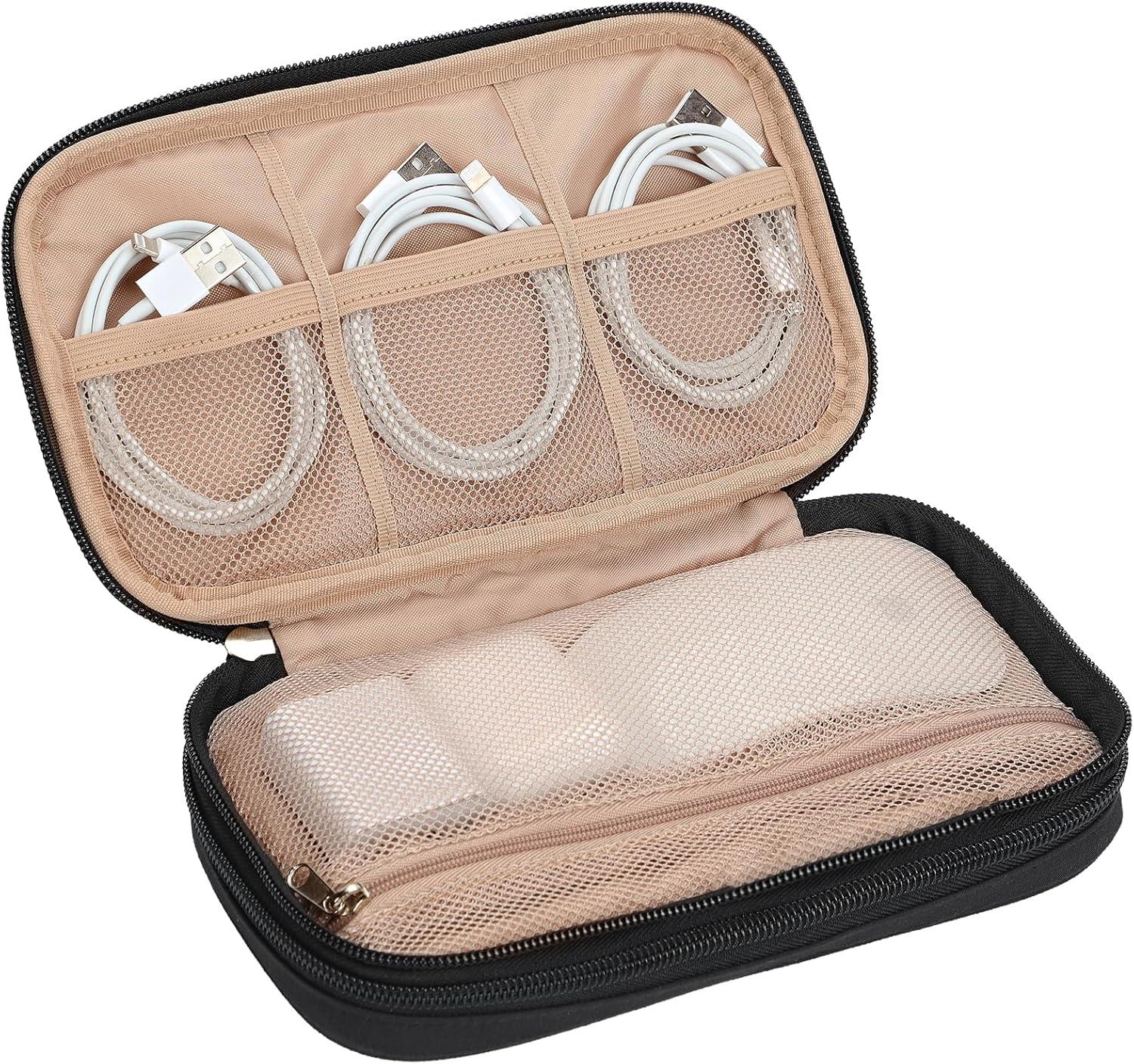 imageNISHEL Travel Cord Organizer Case Double Layers Tech Electronic Bag Essentials for Charger Cable Phone Flash drive Large PurpleBlack