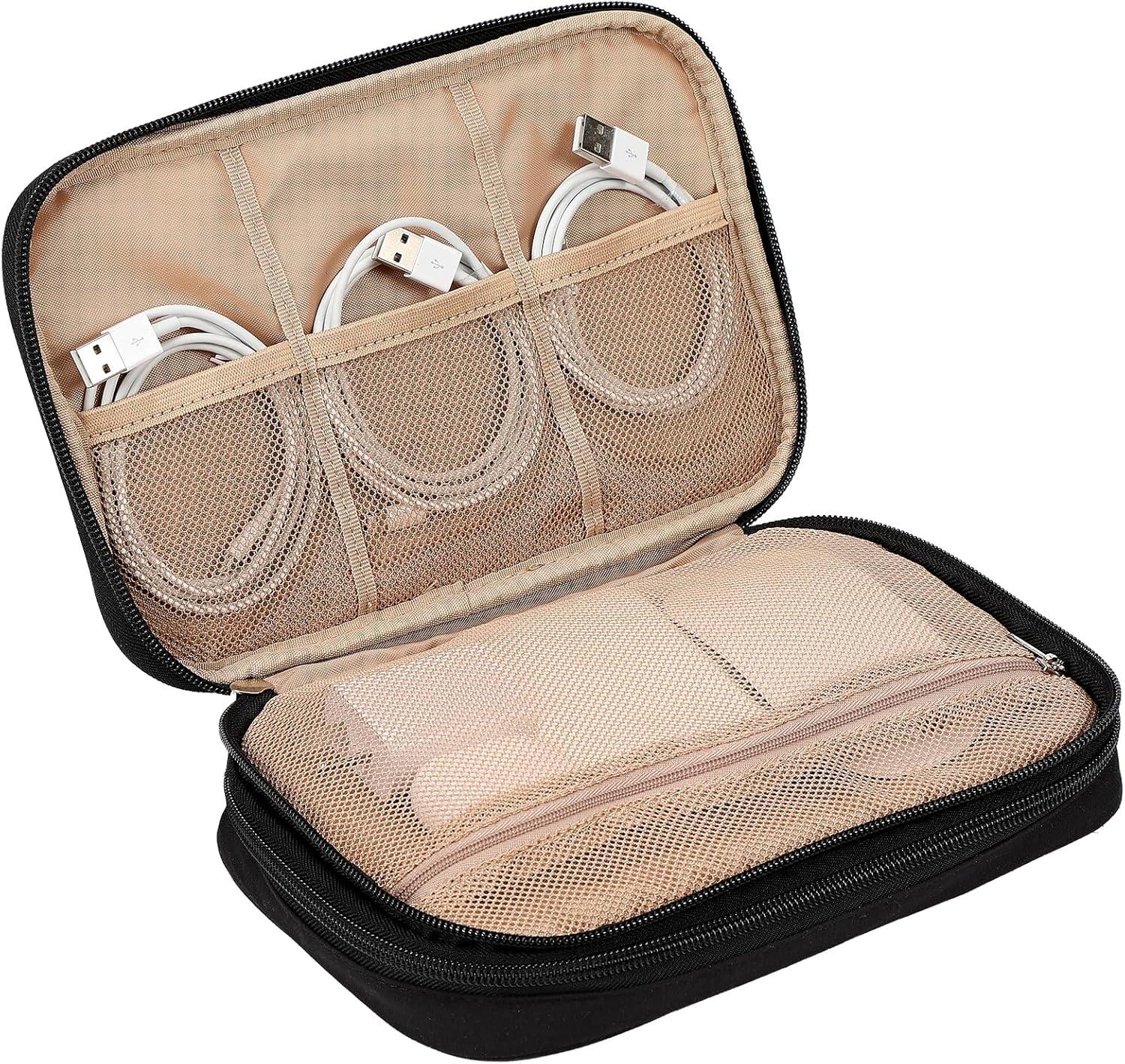 imageNISHEL Travel Cord Organizer Case Double Layers Tech Electronic Bag Essentials for Charger Cable Phone Flash drive Large PurpleBlack