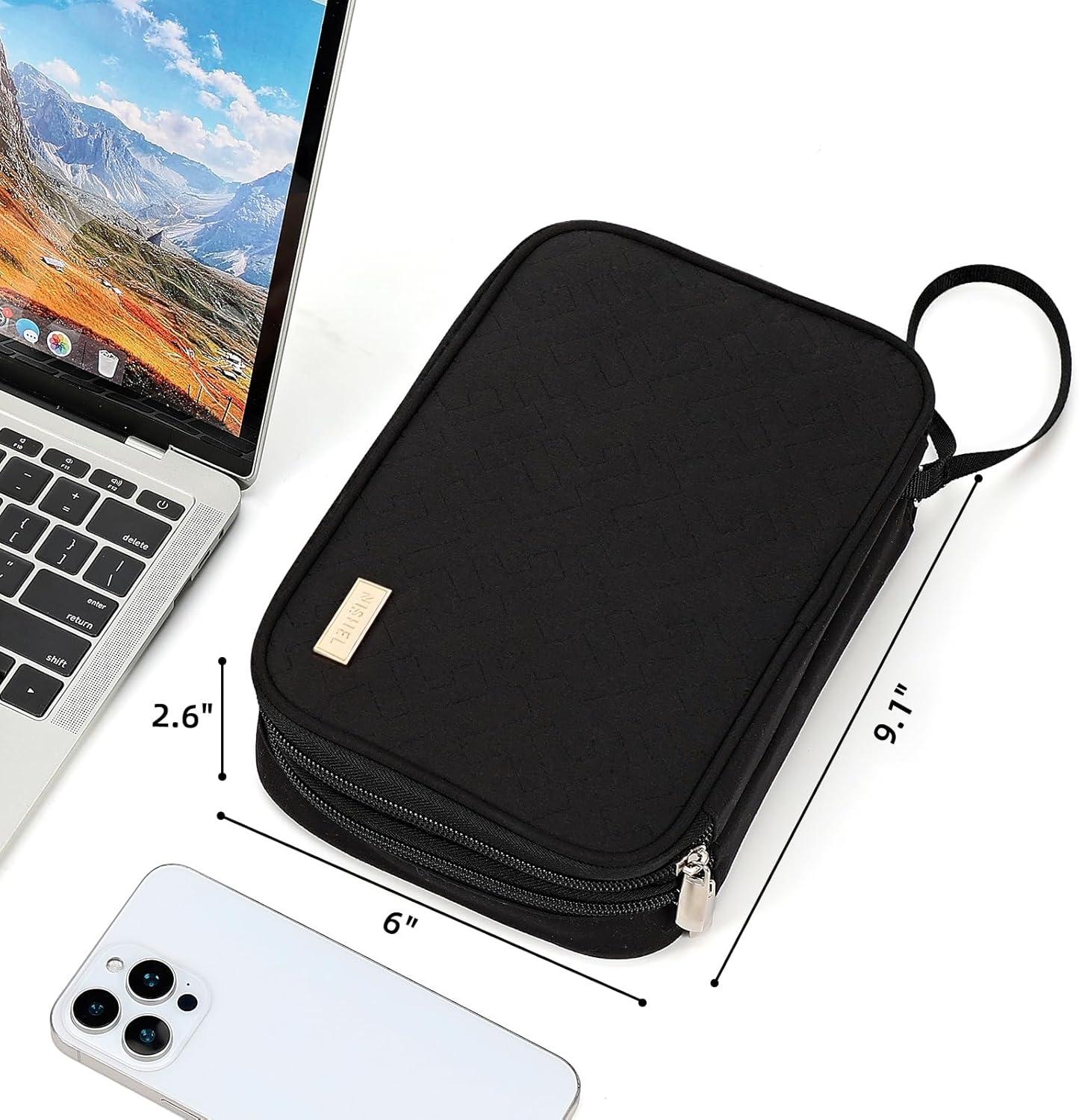 imageNISHEL Travel Cord Organizer Case Double Layers Tech Electronic Bag Essentials for Charger Cable Phone Flash drive Large PurpleBlack