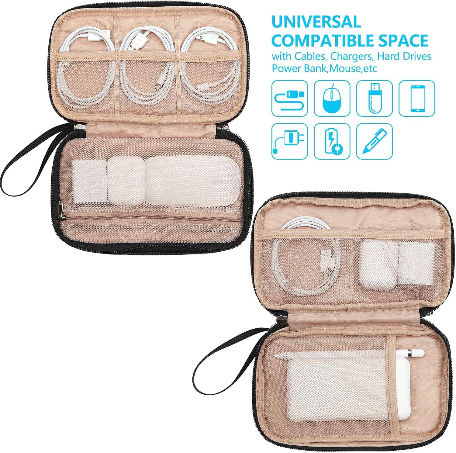 imageNISHEL Travel Cord Organizer Case Double Layers Tech Electronic Bag Essentials for Charger Cable Phone Flash drive Large PurpleBlack