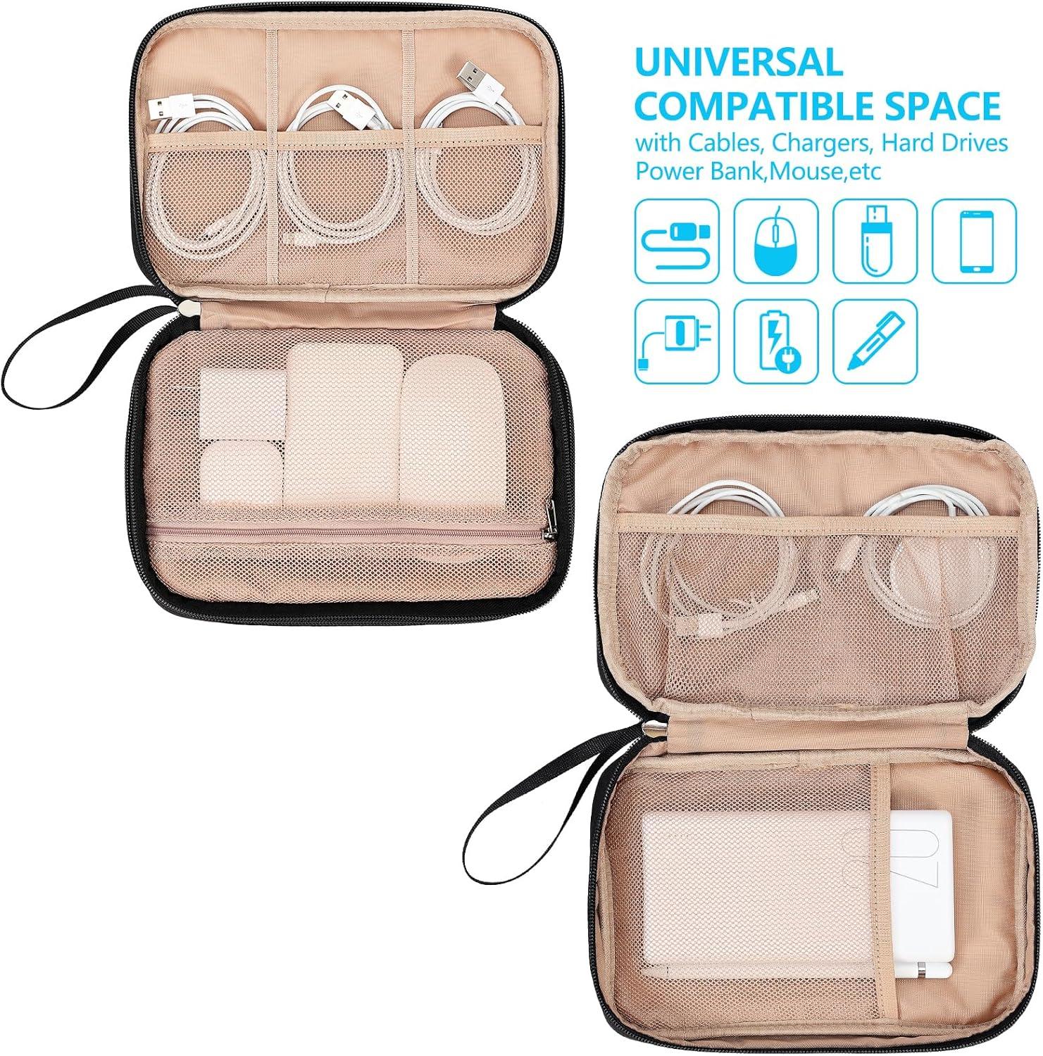 imageNISHEL Travel Cord Organizer Case Double Layers Tech Electronic Bag Essentials for Charger Cable Phone Flash drive Large PurpleBlack