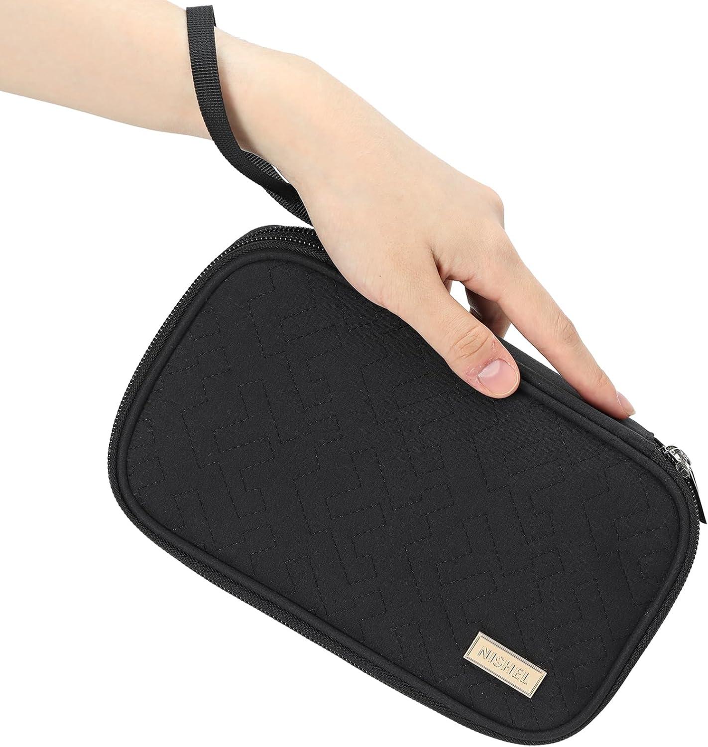 imageNISHEL Travel Cord Organizer Case Double Layers Tech Electronic Bag Essentials for Charger Cable Phone Flash drive Large PurpleBlack