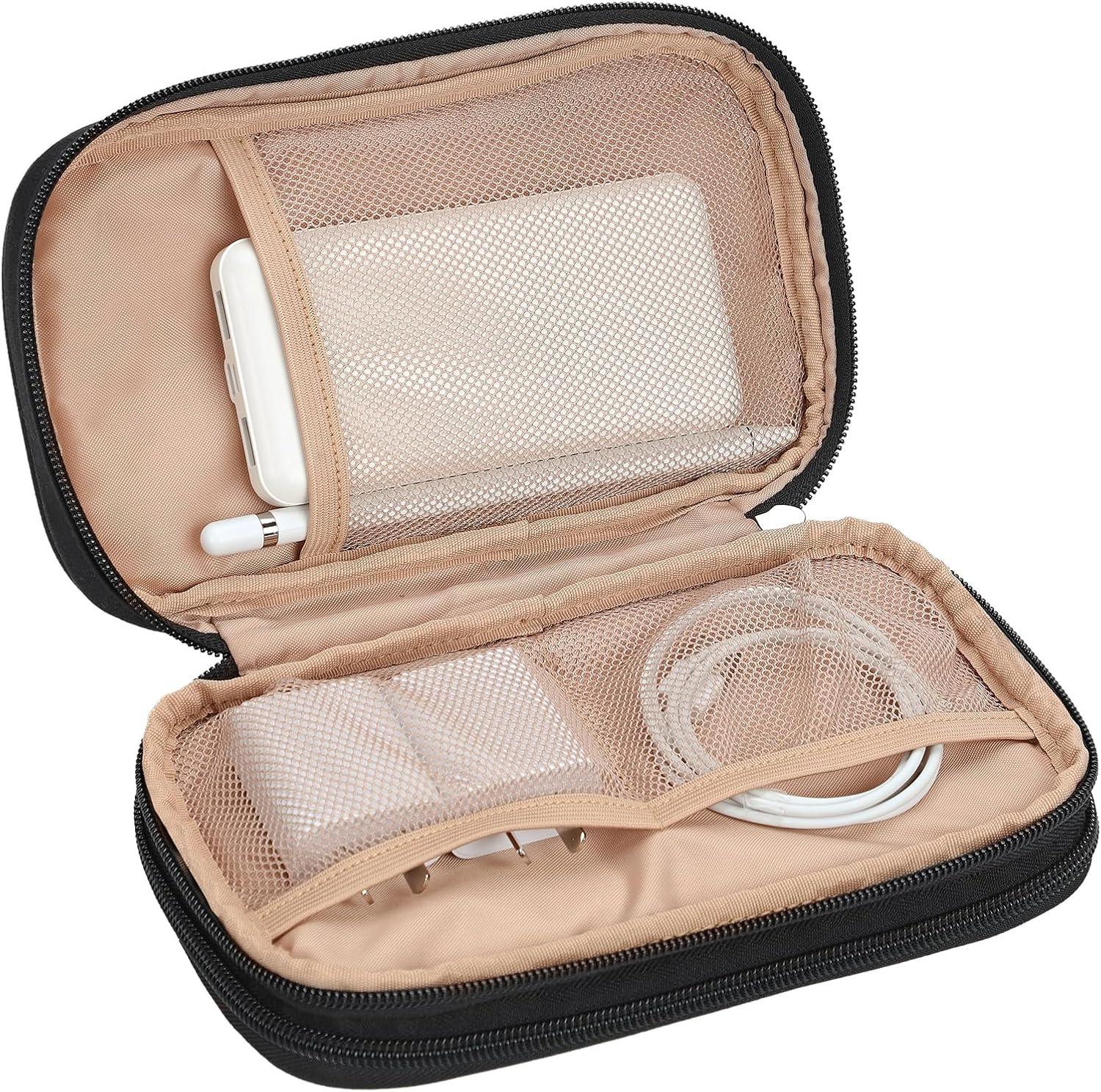 imageNISHEL Travel Cord Organizer Case Double Layers Tech Electronic Bag Essentials for Charger Cable Phone Flash drive Large PurpleBlack