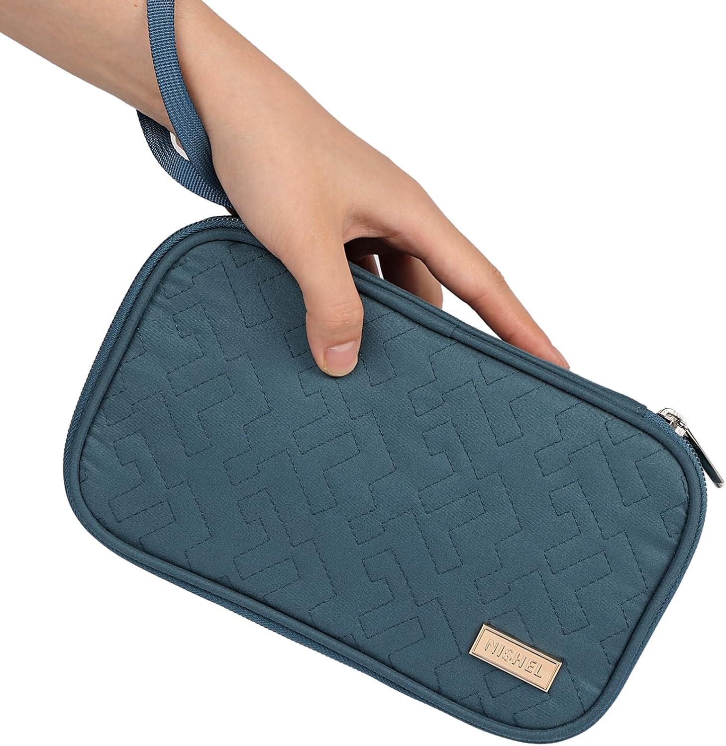 imageNISHEL Travel Cord Organizer Case Double Layers Tech Electronic Bag Essentials for Charger Cable Phone Flash drive Large PurpleLakeBlue