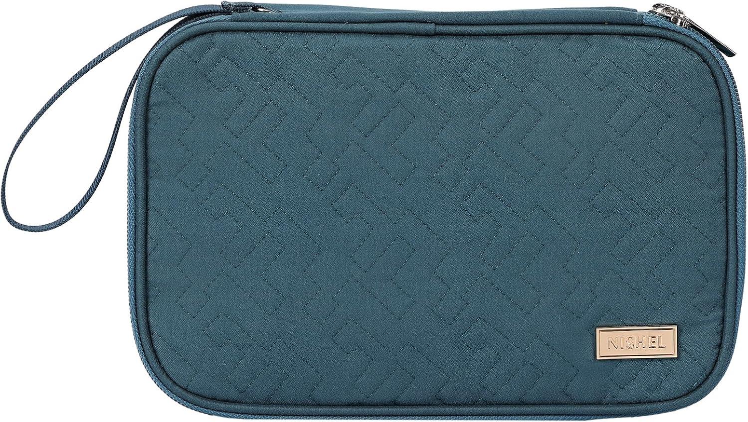 imageNISHEL Travel Cord Organizer Case Double Layers Tech Electronic Bag Essentials for Charger Cable Phone Flash drive Large PurpleLakeBlue