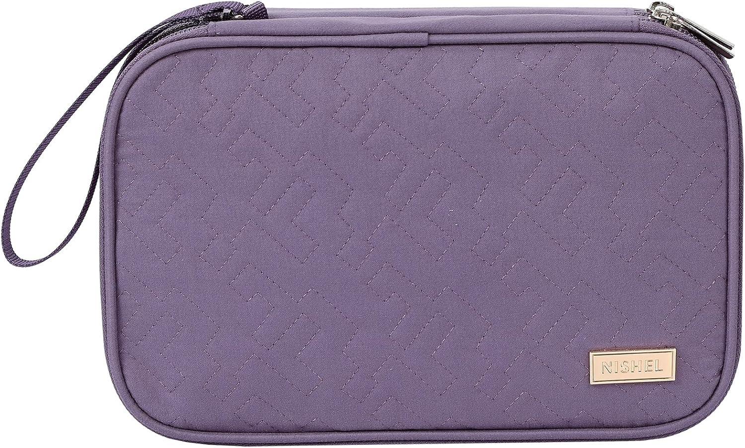 imageNISHEL Travel Cord Organizer Case Double Layers Tech Electronic Bag Essentials for Charger Cable Phone Flash drive Large PurplePurple