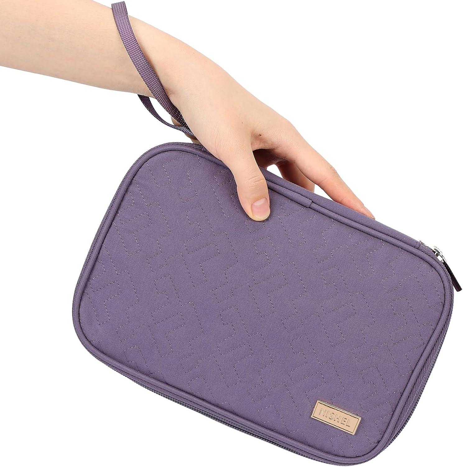 imageNISHEL Travel Cord Organizer Case Double Layers Tech Electronic Bag Essentials for Charger Cable Phone Flash drive Large PurplePurple
