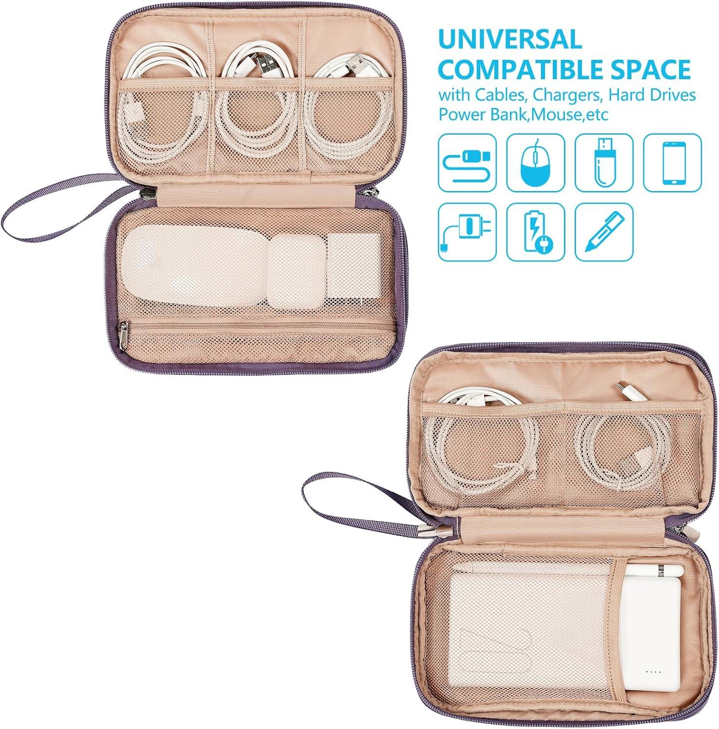 imageNISHEL Travel Cord Organizer Case Double Layers Tech Electronic Bag Essentials for Charger Cable Phone Flash drive Large PurplePurple