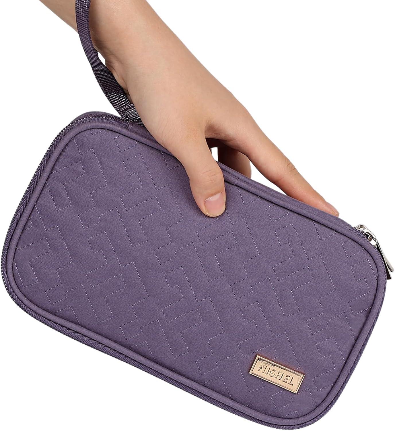 imageNISHEL Travel Cord Organizer Case Double Layers Tech Electronic Bag Essentials for Charger Cable Phone Flash drive Large PurplePurple