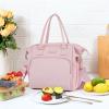 imageNISHEL Insulated Tote Lunch Bag for Women Fluffy ampamp Lightweight Wideopen Cooler Case with Leakproof EasyClean PEVA Lining Multiple Pocket for Separate Storage Ideal for Work Picnic Pink