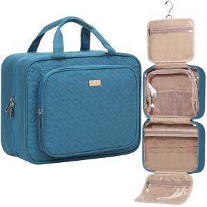 image:imageNISHEL Travel Toiletry Bag for Women Makeup Essentials Organizer Hanging Case for Accessories Cosmetics Medium Size RosewoodPinkLakeBlue