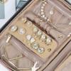 image:imageNISHEL Travel Jewelry Case Holiday Organizer for Necklaces Earrings Rings Bracelets WatchSmallBlackRosewoodPink