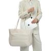 image:imageNISHEL Travel Puffy Tote Bag For Women UltraLightweight Large Tote Purse For Office Day And a Short Weekend GetawayBeige
