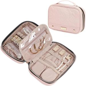 image:imageNISHEL Travel Jewelry Case Holiday Organizer for Necklaces Earrings Rings Bracelets WatchSmallBlackPink