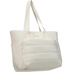 image:imageNISHEL Travel Puffy Tote Bag For Women UltraLightweight Large Tote Purse For Office Day And a Short Weekend GetawayBeige