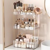 image:imageBathroom Counter Organizer for Vanity Makeup Organizer Countertop with Holder Large Capacity Storage Rack Perfect Large Skincare Hair Care Perfume Easy to Install Gold 3TiersClear
