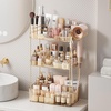 image:imageBathroom Counter Organizer for Vanity Makeup Organizer Countertop with Holder Large Capacity Storage Rack Perfect Large Skincare Hair Care Perfume Easy to Install Gold 3TiersAmber