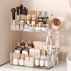 image:imageBathroom Counter Organizer for Vanity Makeup Organizer Countertop with Holder Large Capacity Storage Rack Perfect Large Skincare Hair Care Perfume Easy to Install Gold 3TiersClear