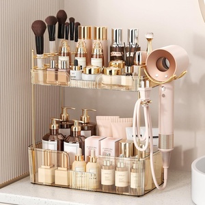 image:imageBathroom Counter Organizer for Vanity Makeup Organizer Countertop with Holder Large Capacity Storage Rack Perfect Large Skincare Hair Care Perfume Easy to Install Gold 3TiersAmber