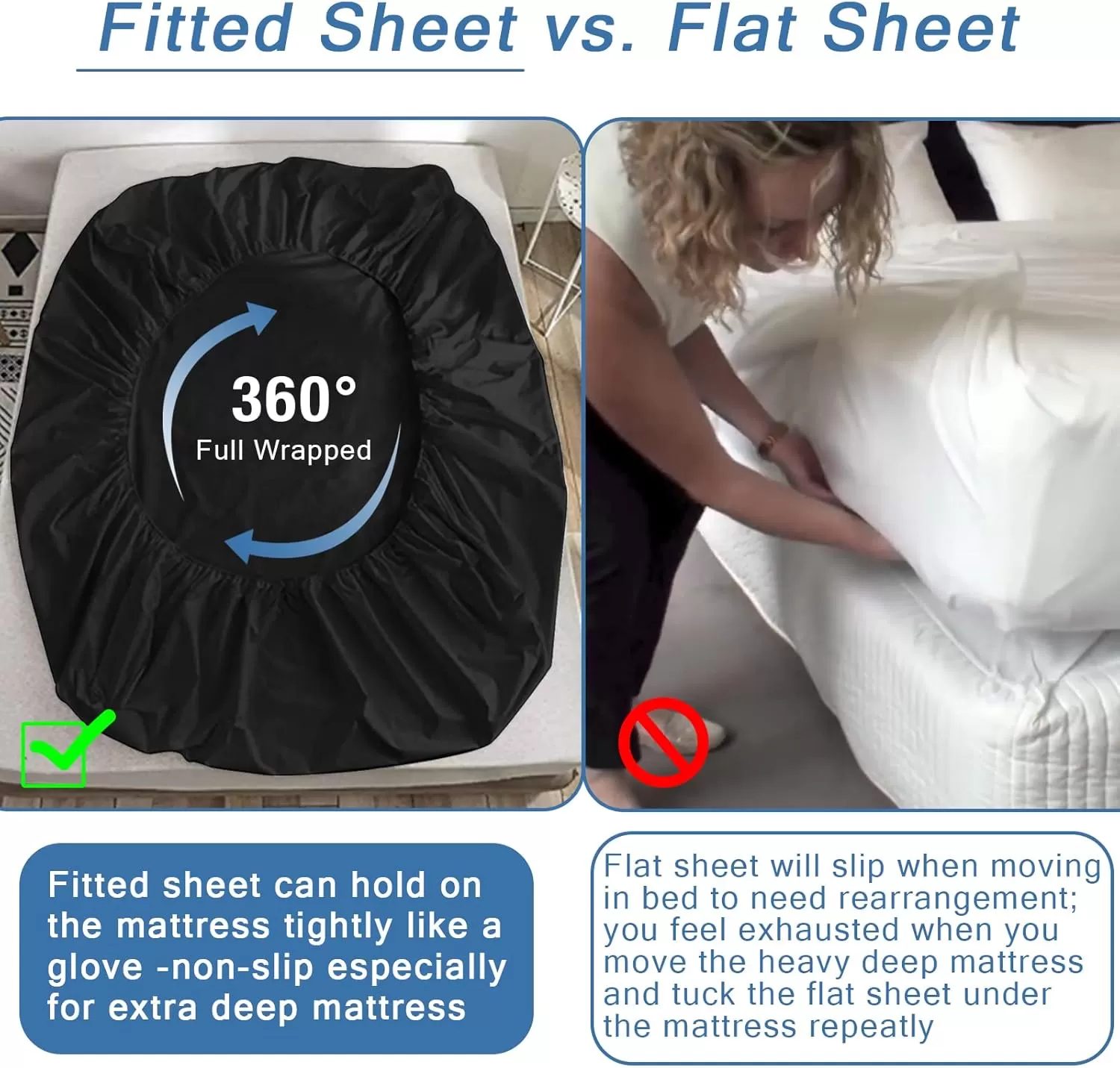 imageBedecor Black Full Fitted Sheet Only Deep Pocket for 1821 inch Thick Mattress That Stay Tight Extra Deep Bottom Sheet Soft for Pillow Top Mattress Air Mattress