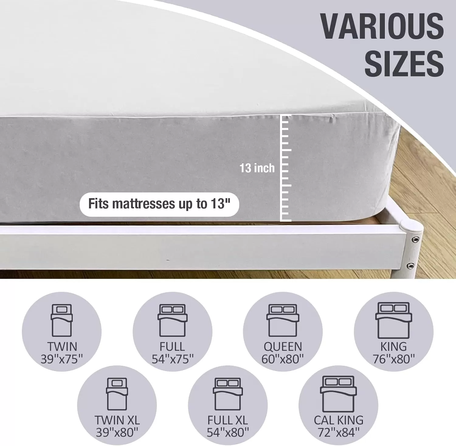 imageBedecor Cal King Fitted Sheet Snug Fit Stay in Place1 Bottom Sheet Only Soft Elastic Microfiber Durable Standard Pocket Fit up to 13 inch Mattress PerfectlyWhiteLight Gray
