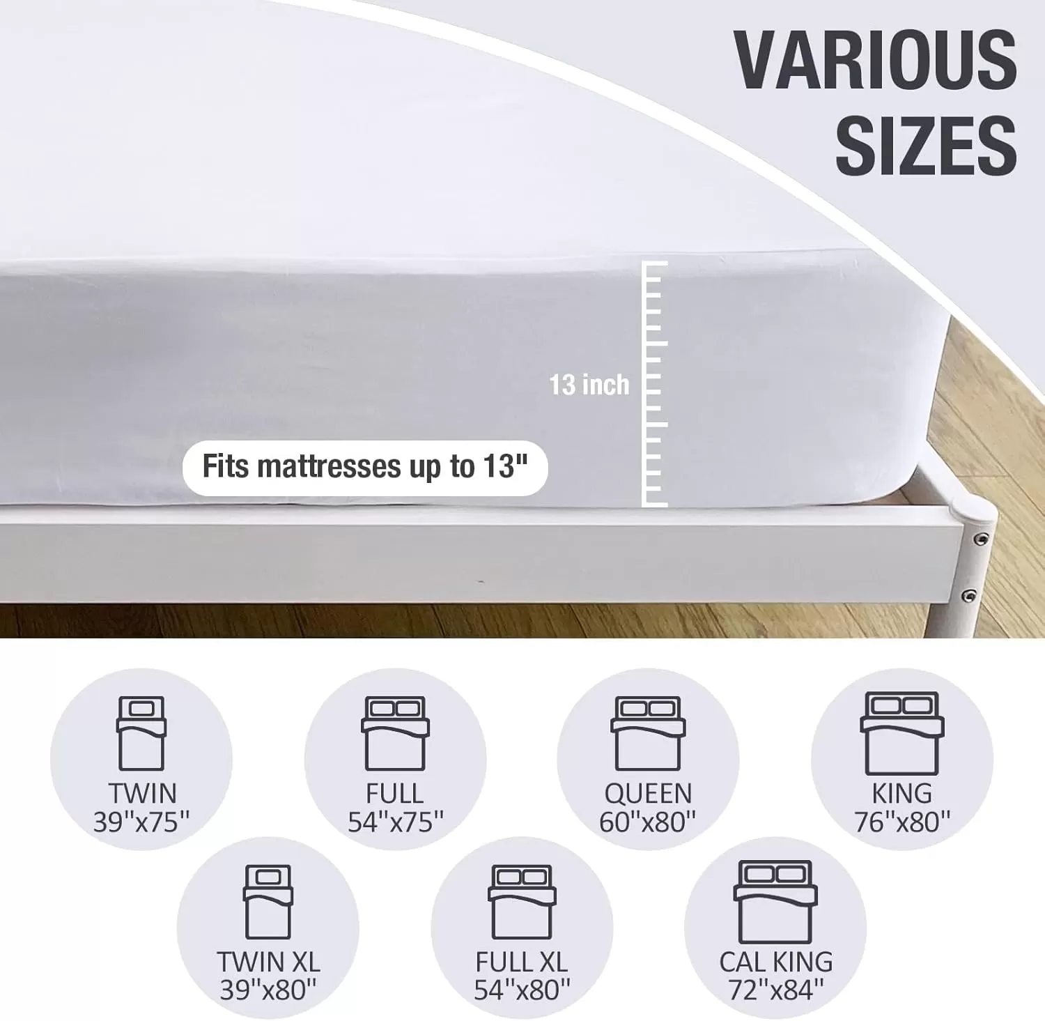 imageBedecor Cal King Fitted Sheet Snug Fit Stay in Place1 Bottom Sheet Only Soft Elastic Microfiber Durable Standard Pocket Fit up to 13 inch Mattress PerfectlyWhiteWhite