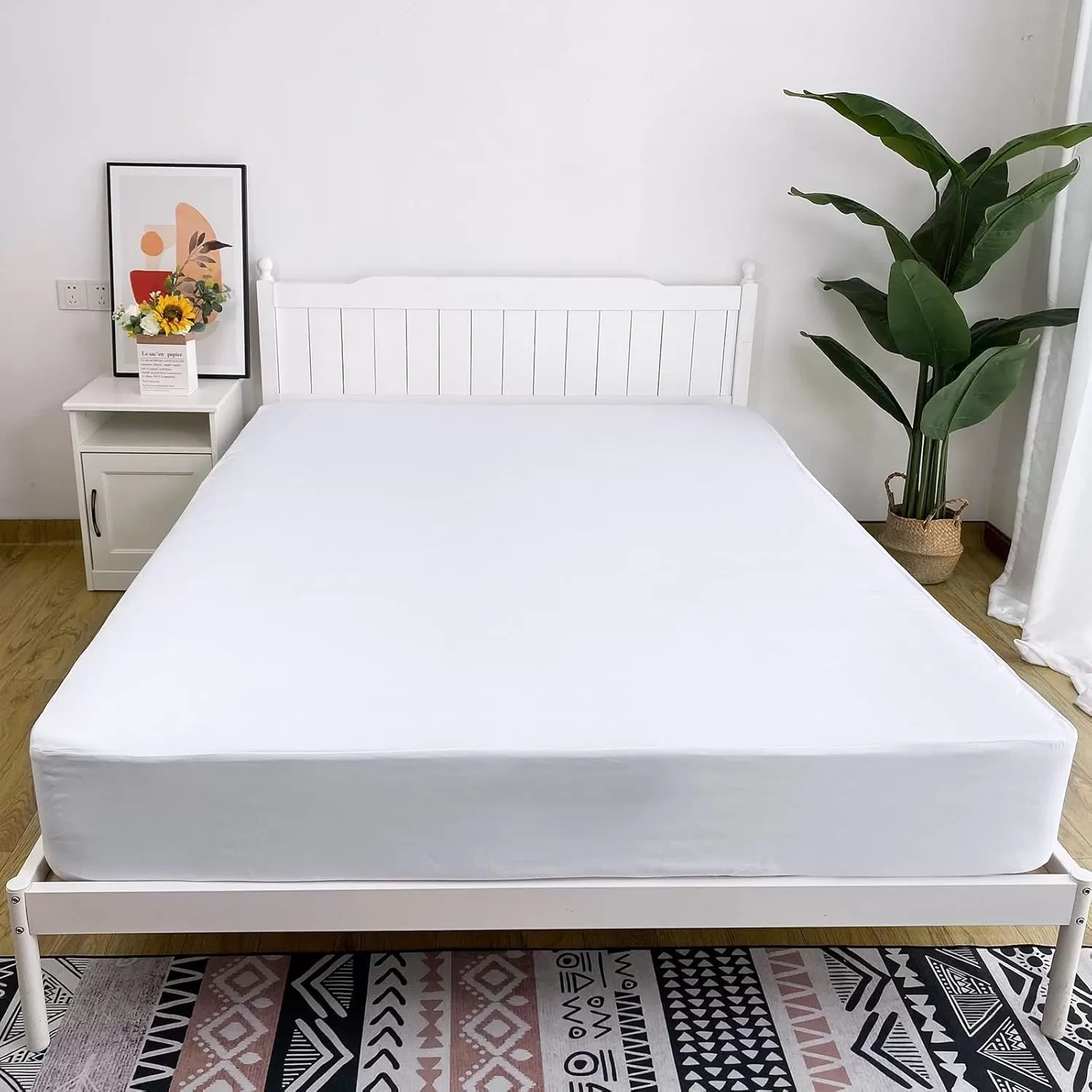 imageBedecor Cal King Fitted Sheet Snug Fit Stay in Place1 Bottom Sheet Only Soft Elastic Microfiber Durable Standard Pocket Fit up to 13 inch Mattress PerfectlyWhiteWhite