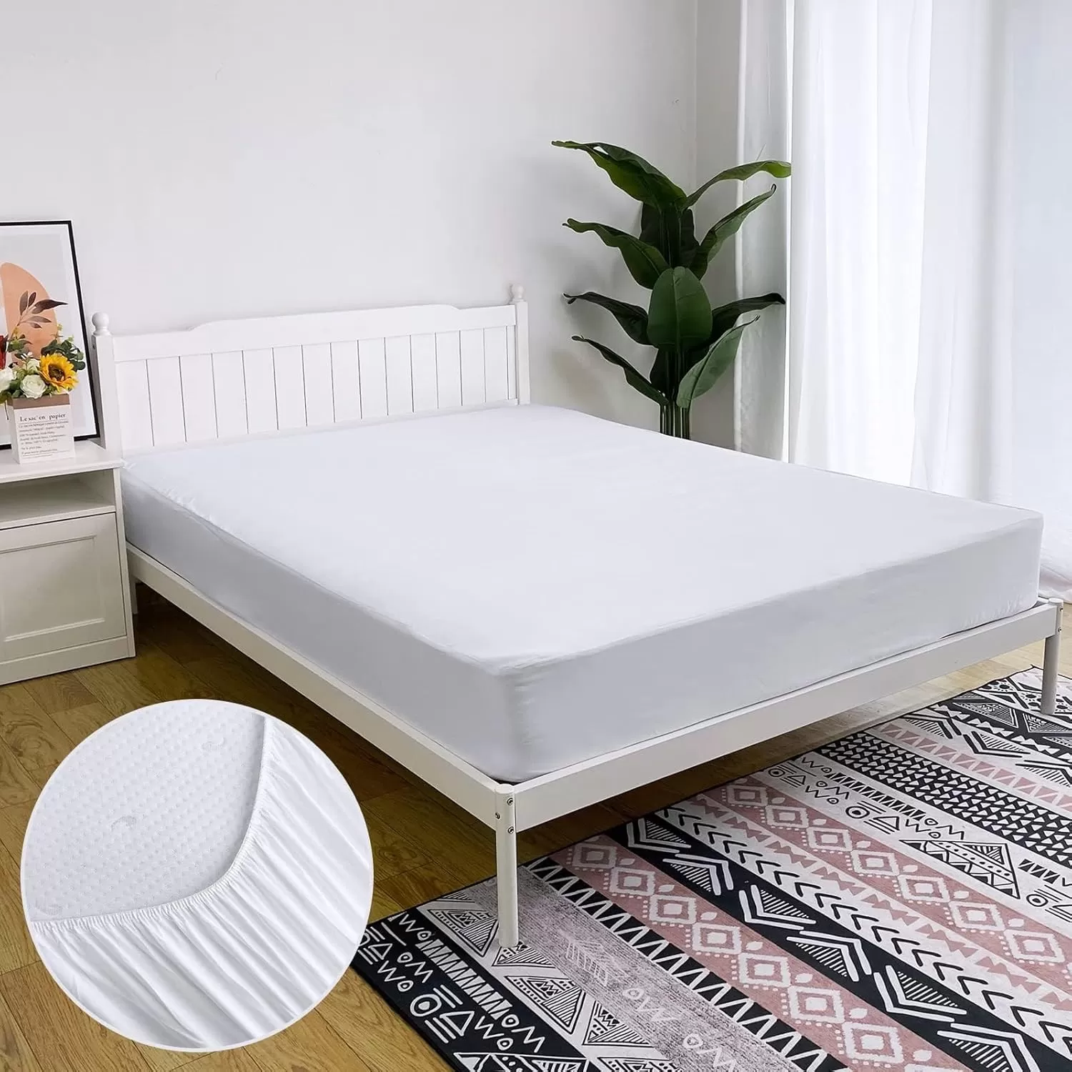 imageBedecor Cal King Fitted Sheet Snug Fit Stay in Place1 Bottom Sheet Only Soft Elastic Microfiber Durable Standard Pocket Fit up to 13 inch Mattress PerfectlyWhiteWhite
