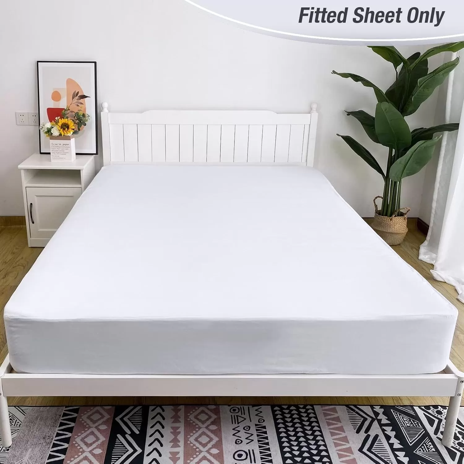 imageBedecor Cal King Fitted Sheet Snug Fit Stay in Place1 Bottom Sheet Only Soft Elastic Microfiber Durable Standard Pocket Fit up to 13 inch Mattress PerfectlyWhiteWhite
