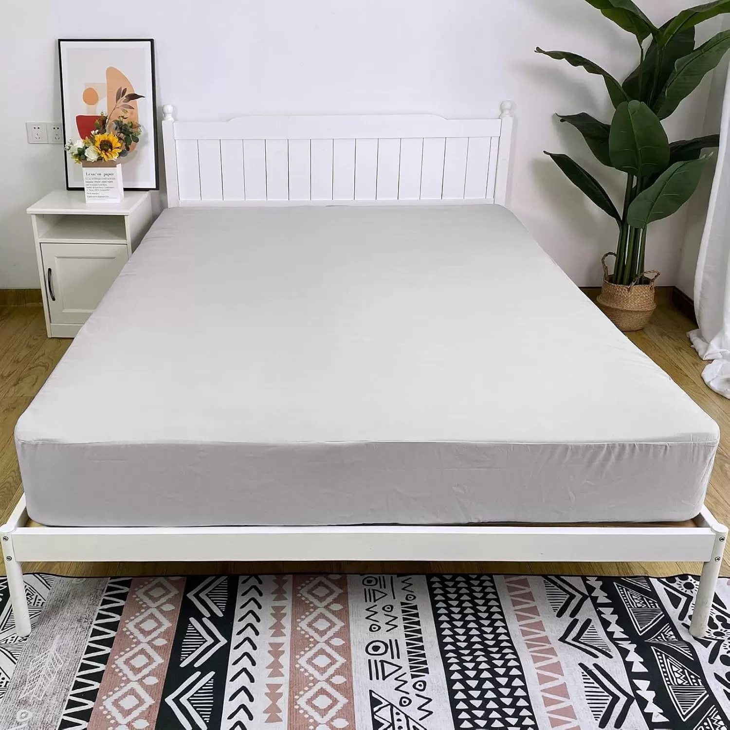 imageBedecor Cal King Fitted Sheet Snug Fit Stay in Place1 Bottom Sheet Only Soft Elastic Microfiber Durable Standard Pocket Fit up to 13 inch Mattress PerfectlyWhiteLight Gray