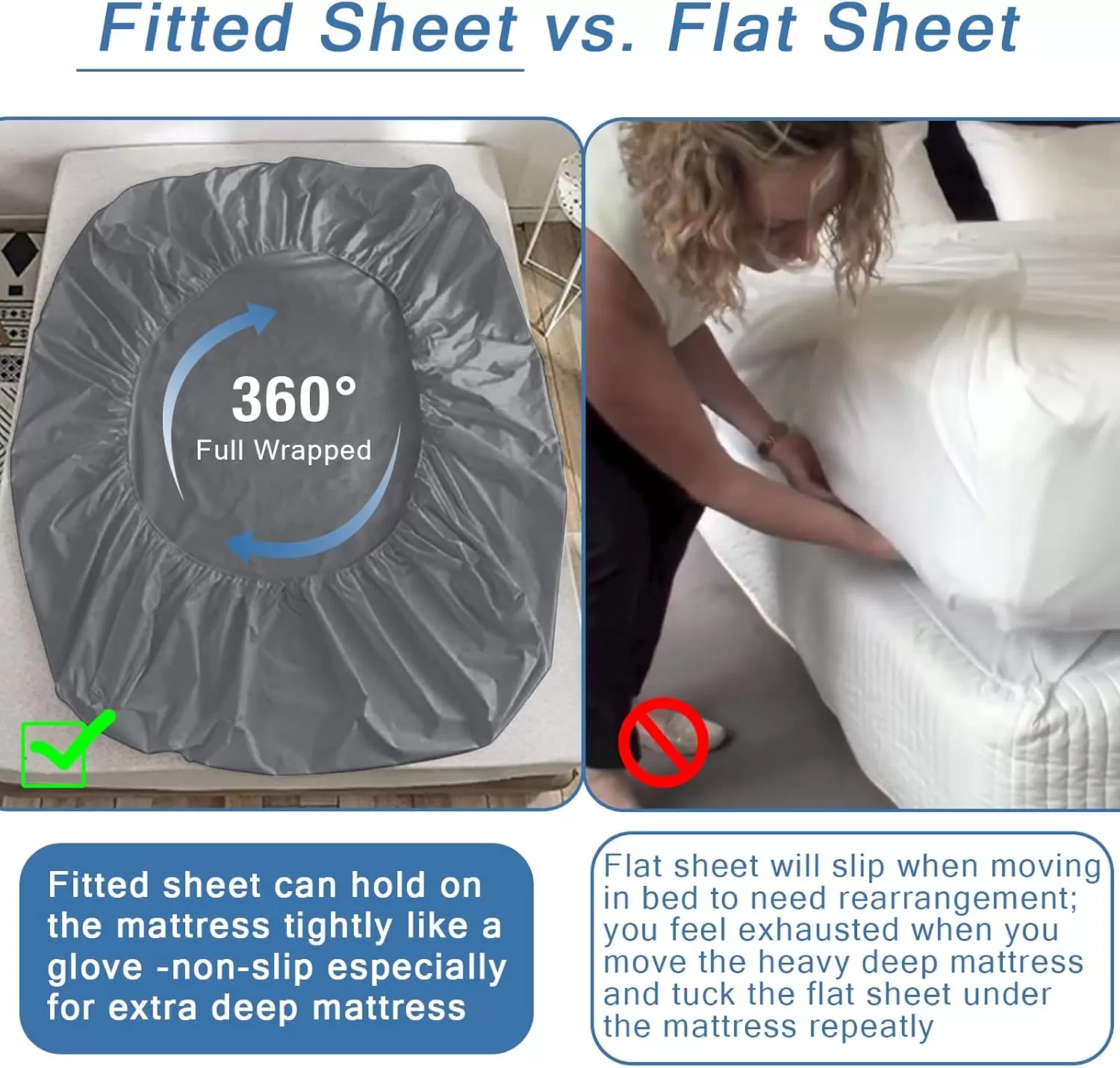imageBedecor Extra Deep Pocket Twin Fitted Sheet Only for 18 to 21 Inch Super Thick Mattress That Stay TightAll Around Elastic BottomDoesnt Pop OffGray
