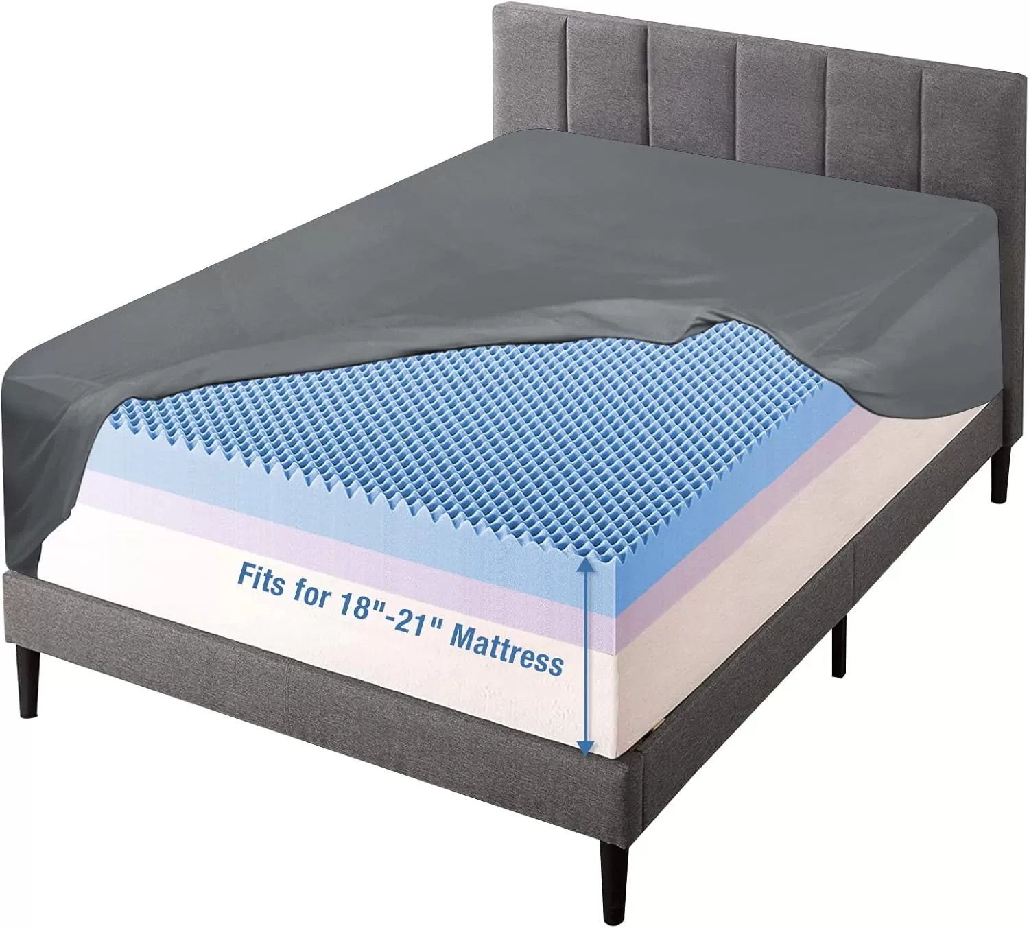 imageBedecor Extra Deep Pocket Twin Fitted Sheet Only for 18 to 21 Inch Super Thick Mattress That Stay TightAll Around Elastic BottomDoesnt Pop OffGray