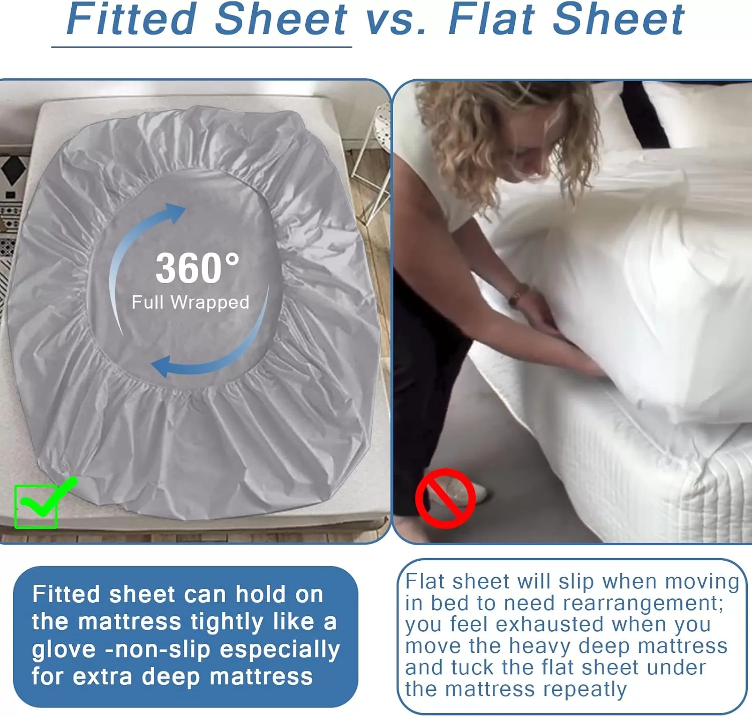 imageBedecor Extra Deep Pocket Twin Fitted Sheet Only for 18 to 21 Inch Super Thick Mattress That Stay TightAll Around Elastic BottomDoesnt Pop OffLight Gray