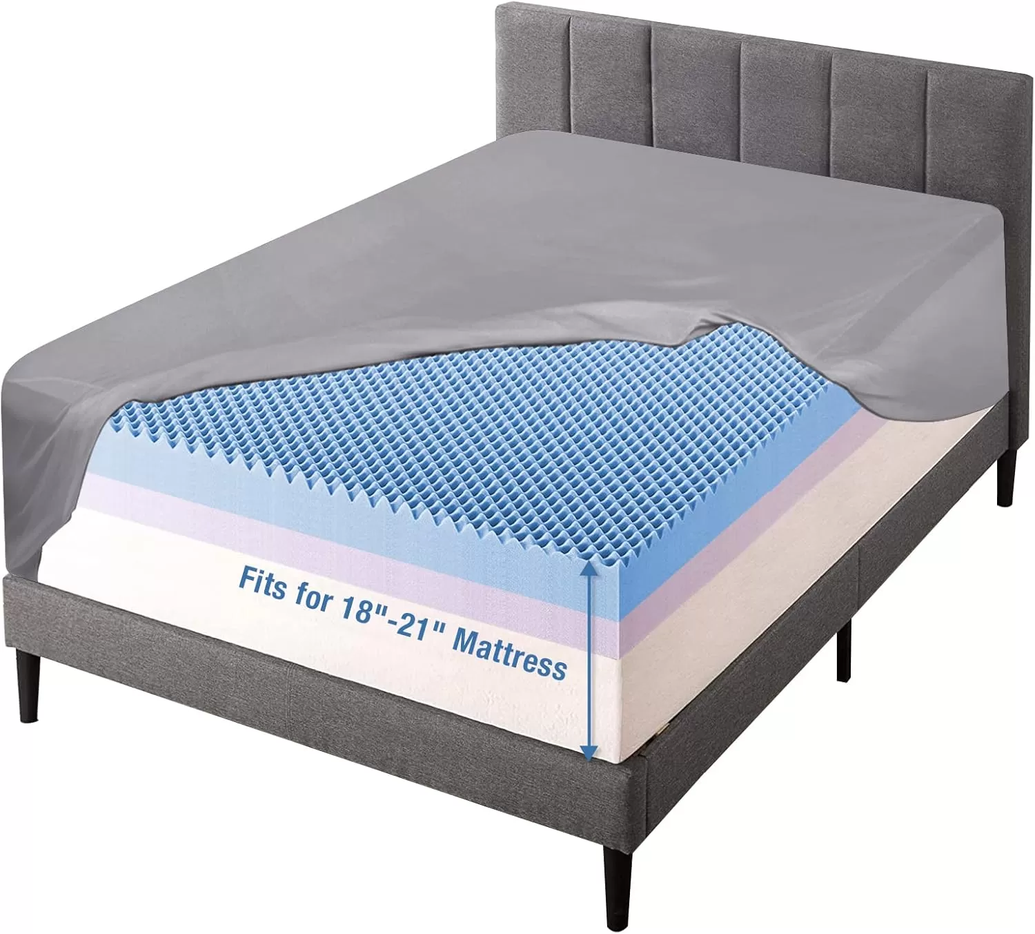 imageBedecor Extra Deep Pocket Twin Fitted Sheet Only for 18 to 21 Inch Super Thick Mattress That Stay TightAll Around Elastic BottomDoesnt Pop OffLight Gray
