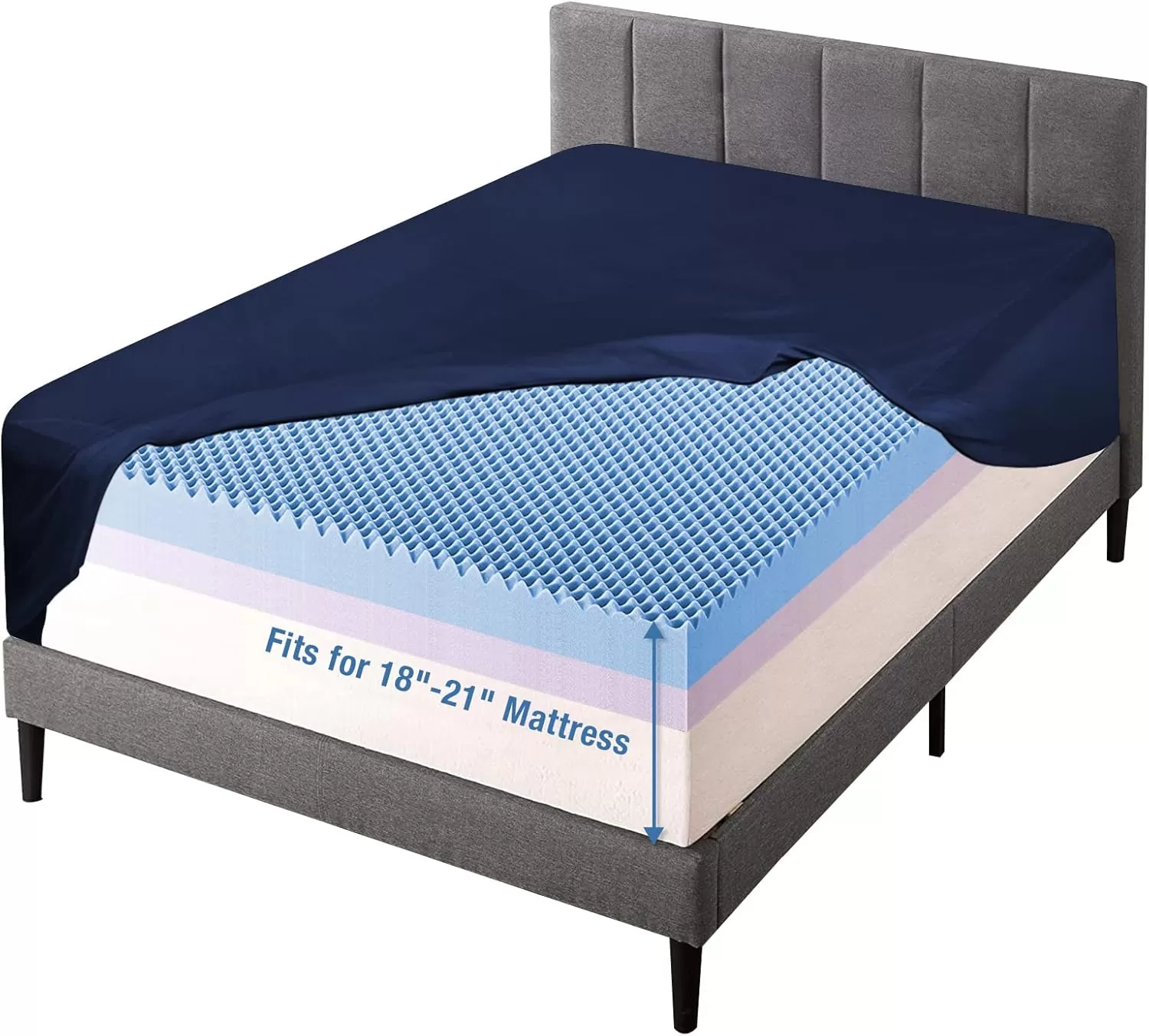imageBedecor Extra Deep Pocket Twin Fitted Sheet Only for 18 to 21 Inch Super Thick Mattress That Stay TightAll Around Elastic BottomDoesnt Pop OffNavy Blue