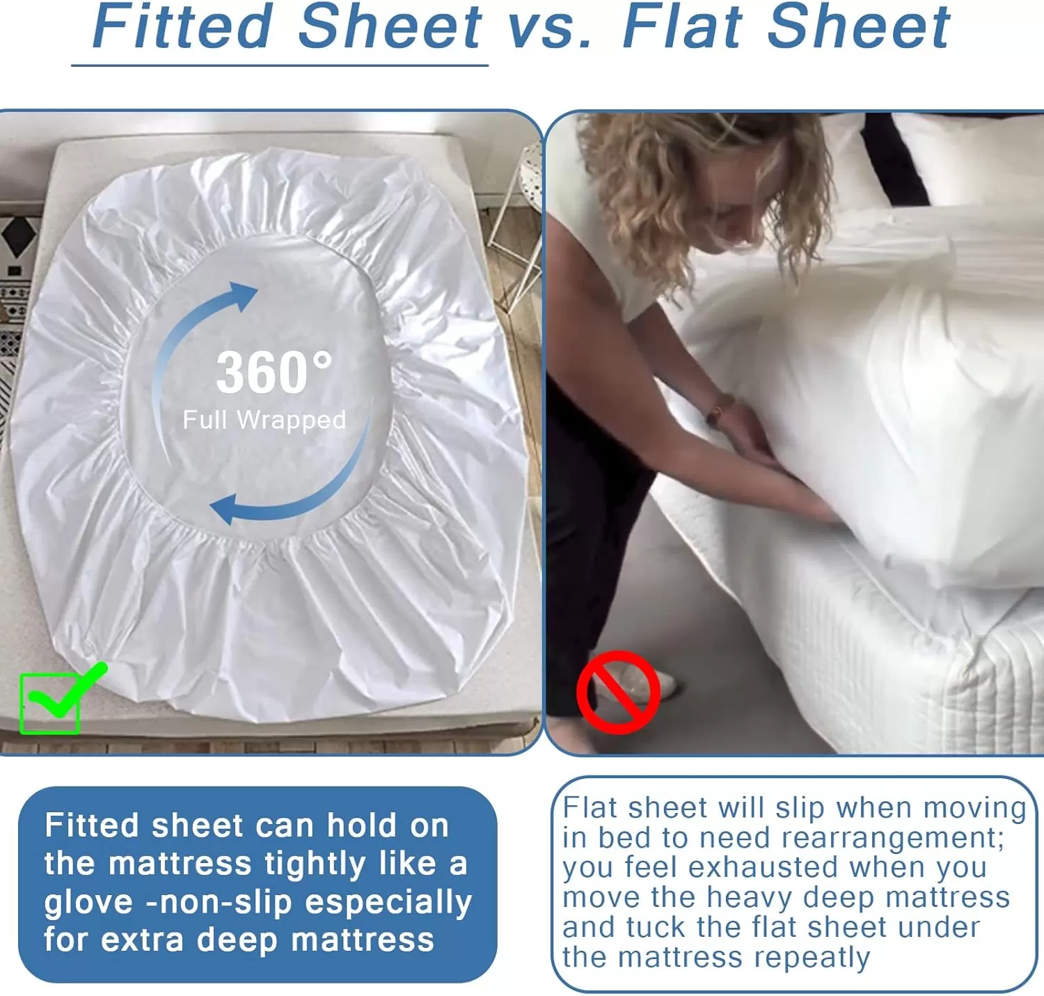 imageBedecor Extra Deep Pocket Twin Fitted Sheet Only for 18 to 21 Inch Super Thick Mattress That Stay TightAll Around Elastic BottomDoesnt Pop OffWhite