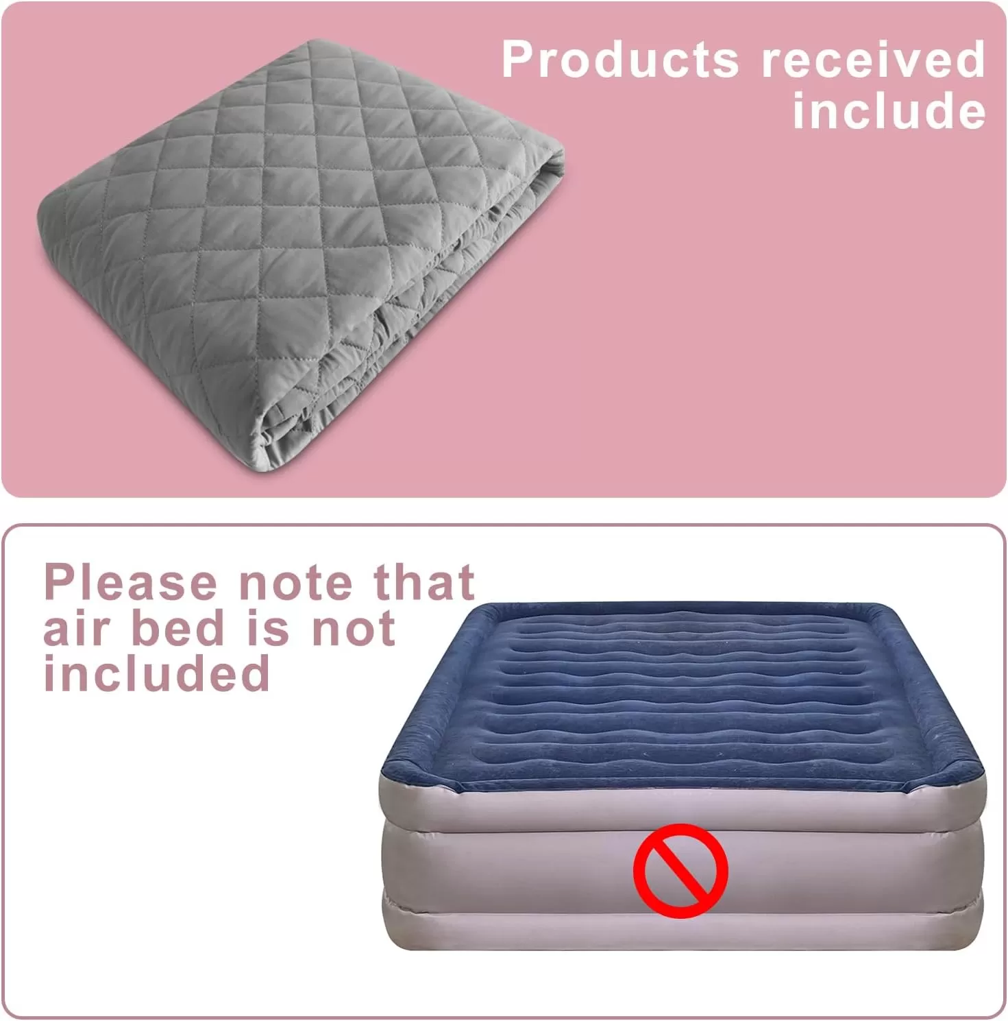 imageBedecor King Air Mattress Pad Cover Gray Waterproof Mattress Topper Quilted Air Bed Mattress Protector Heavy Absorbent Soft Breathable ampamp Noiseless Mattress Pad Fitted Style Deep Up to 18quotTwin