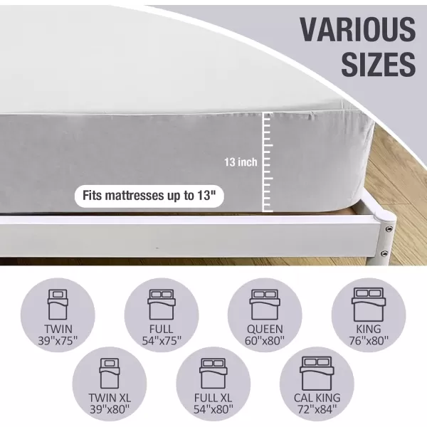 imageBedecor Cal King Fitted Sheet Snug Fit Stay in Place1 Bottom Sheet Only Soft Elastic Microfiber Durable Standard Pocket Fit up to 13 inch Mattress PerfectlyWhiteLight Gray