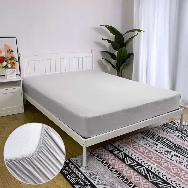 imageBedecor Cal King Fitted Sheet Snug Fit Stay in Place1 Bottom Sheet Only Soft Elastic Microfiber Durable Standard Pocket Fit up to 13 inch Mattress PerfectlyWhiteLight Gray