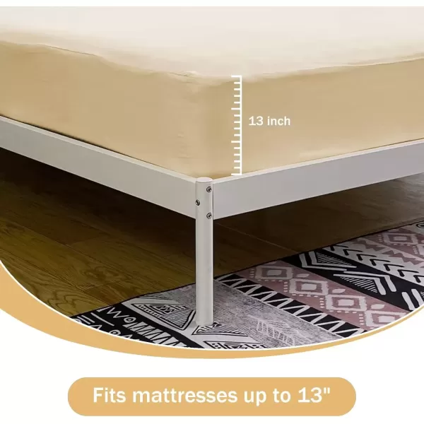 imageBedecor Cal King Fitted Sheet Snug Fit Stay in Place1 Bottom Sheet Only Soft Elastic Microfiber Durable Standard Pocket Fit up to 13 inch Mattress PerfectlyWhiteBeige