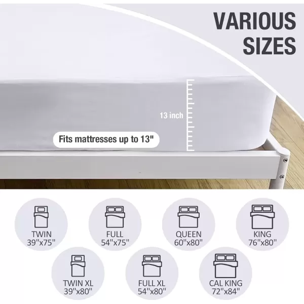 imageBedecor Cal King Fitted Sheet Snug Fit Stay in Place1 Bottom Sheet Only Soft Elastic Microfiber Durable Standard Pocket Fit up to 13 inch Mattress PerfectlyWhiteWhite