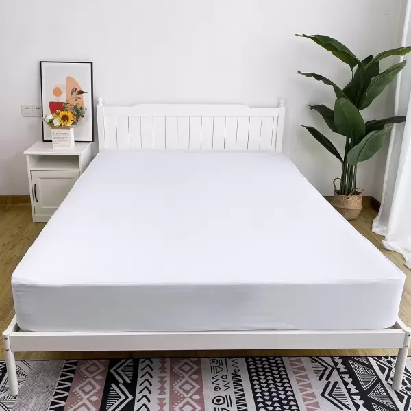 imageBedecor Cal King Fitted Sheet Snug Fit Stay in Place1 Bottom Sheet Only Soft Elastic Microfiber Durable Standard Pocket Fit up to 13 inch Mattress PerfectlyWhiteWhite