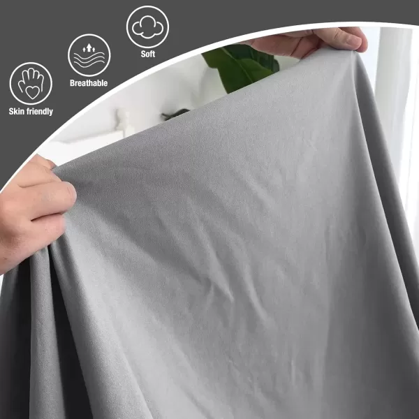 imageBedecor Cal King Fitted Sheet Snug Fit Stay in Place1 Bottom Sheet Only Soft Elastic Microfiber Durable Standard Pocket Fit up to 13 inch Mattress PerfectlyWhiteGray