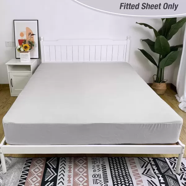 imageBedecor Cal King Fitted Sheet Snug Fit Stay in Place1 Bottom Sheet Only Soft Elastic Microfiber Durable Standard Pocket Fit up to 13 inch Mattress PerfectlyWhiteLight Gray