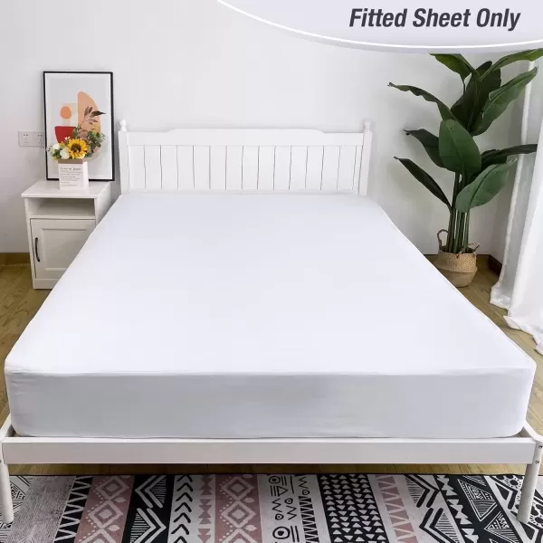 imageBedecor Cal King Fitted Sheet Snug Fit Stay in Place1 Bottom Sheet Only Soft Elastic Microfiber Durable Standard Pocket Fit up to 13 inch Mattress PerfectlyWhiteWhite