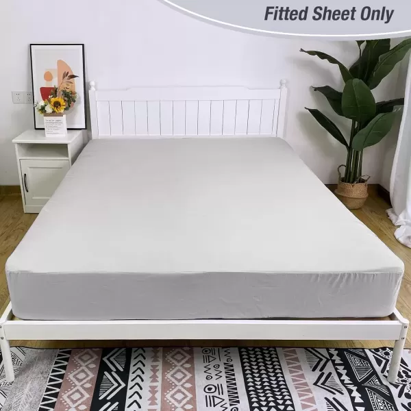 imageBedecor Cal King Fitted Sheet Snug Fit Stay in Place1 Bottom Sheet Only Soft Elastic Microfiber Durable Standard Pocket Fit up to 13 inch Mattress PerfectlyWhiteLight Gray