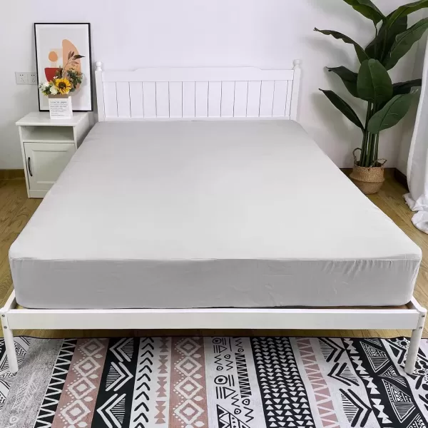 imageBedecor Cal King Fitted Sheet Snug Fit Stay in Place1 Bottom Sheet Only Soft Elastic Microfiber Durable Standard Pocket Fit up to 13 inch Mattress PerfectlyWhiteLight Gray