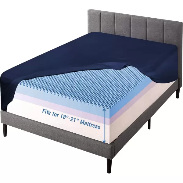 imageBedecor Extra Deep Pocket Twin Fitted Sheet Only for 18 to 21 Inch Super Thick Mattress That Stay TightAll Around Elastic BottomDoesnt Pop OffNavy Blue