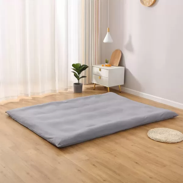 imageBedecor Floor Futon Mattress Cover Only for Traditional Japanese Futon MattressZipper Soft SkinFriendly Breathable Without Shrinkingfor Bedroom Living Room Hotel Dormitory RV GreyTwinFull